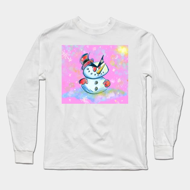 Angry Chibi Snowman Long Sleeve T-Shirt by Florentino